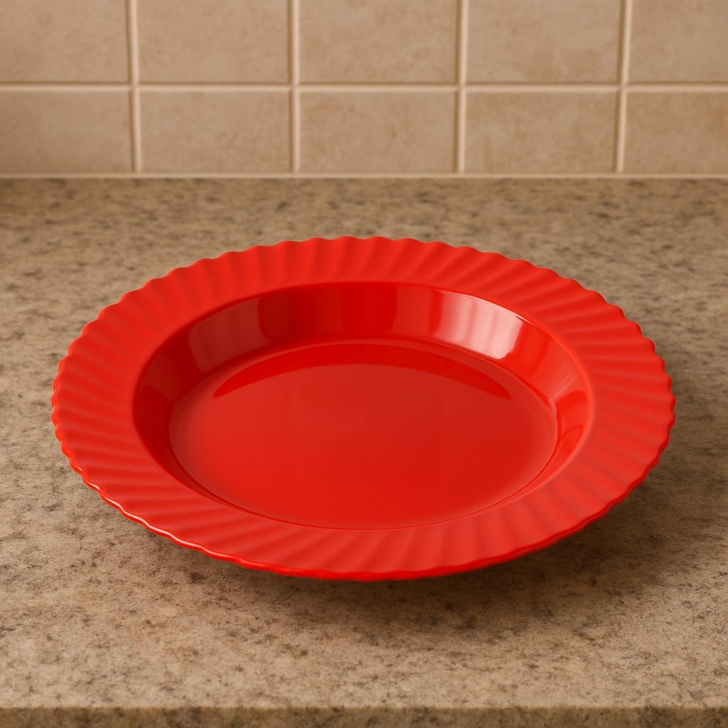 B&S Curly Plastic Deep Plate 9.1 Inch – Durable, BPA-Free, Lightweight Kitchen Serving Plate with Unique Curly Design – Easy to Clean, Eco-Friendly Deep Plate for Everyday Use