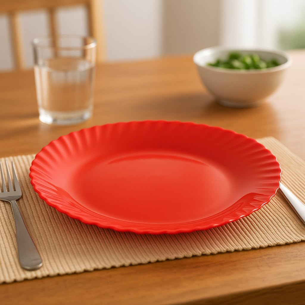 B&S Curly Plastic Plate 9.8 Inch | Lightweight, Durable & Reusable Tableware | Stylish Kitchen Accessory for Daily Use | Eco-Friendly BPA-Free Dining Plate for Home, Parties & Outdoor Use