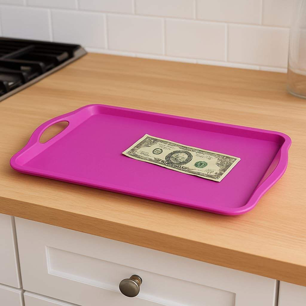 B&S Unbreakable Rectangular Plastic Serving Tray – Durable & Lightweight – Multipurpose Food Tray for Snacks, Drinks, Breakfast & Parties – Reusable Kitchen Accessory for Daily Use