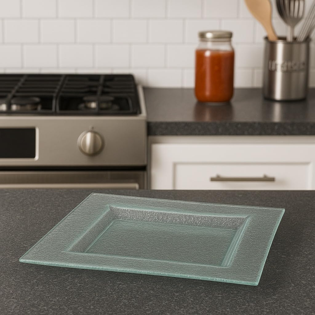 B&S Clear Square Glass Plate - 34.5x34.5cm, Premium Quality Glass, Elegant Clear Design for Serving, Dining, and Display – Perfect for Any Table Setting, Durable & Stylish
