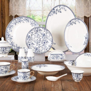 dinner set, 71pcs NBC ROUND,Floral Porcelain Dinnerware Set, DS-23A172,Blue and White