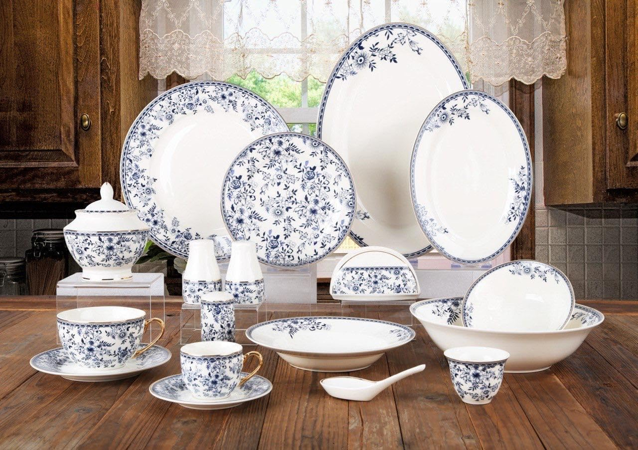 dinner set, 71pcs NBC ROUND,Floral Porcelain Dinnerware Set, DS-23A172,Blue and White