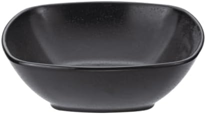 8 Inch Frosted Melamine Square Bowl, 20.3 cm Diameter x 6.5 cm Height, Black