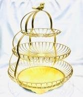 3-Tier Metal Fruit Storage Basket, Decorative Serving Tray, Gold