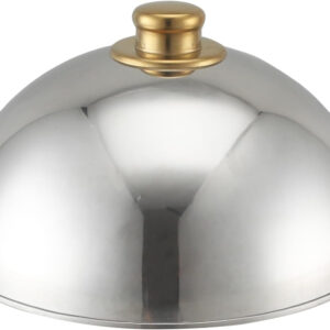 Decorative Silver Dome Cake Stand, 10 inches, Golden Handle, 255x255x145 mm