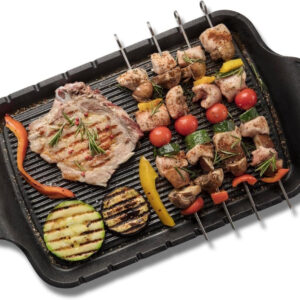 B&S Brochette Grill 47x26cm “Explora” – Premium Cast Aluminum Grill Pan with Dual Handles – Non-Stick Surface – Ideal for Skewers & BBQ – Durable Kitchen Cookware Accessory