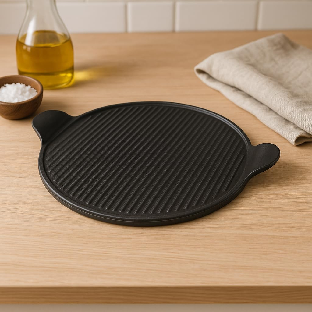 B&S Pizza Grill 40x34cm “Autograph” – Cast Aluminum Non-Stick Pan for Oven & BBQ Use – Durable Square Grill Plate with Handle – Perfect for Pizza, Flatbreads & More – Kitchen Cookware Accessory