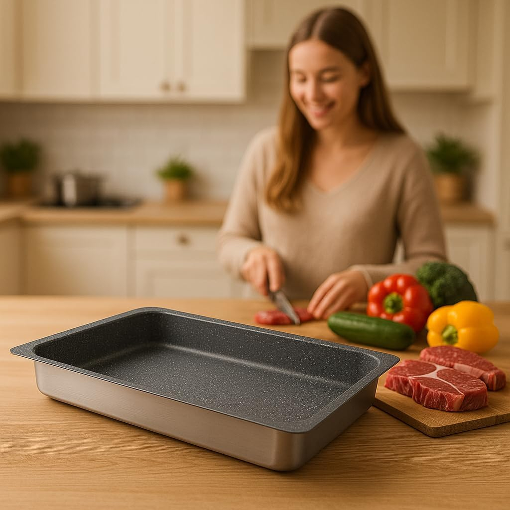 B&S Baking Pans "GASTRONORM" 1/1 Size – Heavy-Duty Stainless Steel Trays 53x32xH20 | H40 | H65 cm for Commercial Kitchen & Catering – Durable, Eco-Friendly Cookware Accessory (53x32xH40 cm)