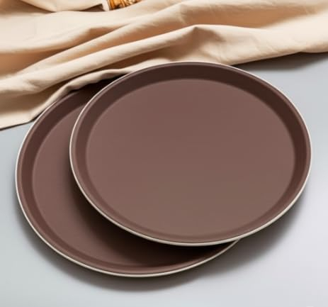 B&S Round Non-Slip Plastic Serving Tray 2pcs– Durable Anti-Skid Waiter Tray for Tea, Coffee, Food & Drinks – Lightweight & Easy to Clean – Ideal for Home, Hotel & Restaurant Use (45CM)