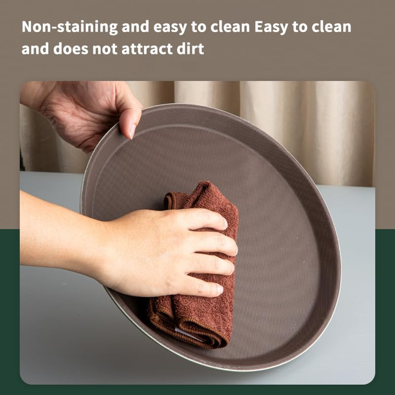 B&S Round Non-Slip Plastic Serving Tray 2pcs– Durable Anti-Skid Waiter Tray for Tea, Coffee, Food & Drinks – Lightweight & Easy to Clean – Ideal for Home, Hotel & Restaurant Use (45CM) - Image 4