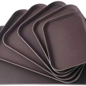 B&S Non-Slip Rectangular Tray 25x35cm 2pcs – Durable Brown Plastic Serving Tray with Anti-Slip Surface for Cafes, Restaurants, Hotels & Home Use – Lightweight & Easy to Clean (35 * 45CM)