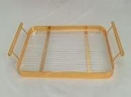 Golden Metal/Acrylic Rectangular Serving Trays with Handles