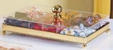 Clear Acrylic Candy Display Case, 33x24cm, with Partition, Gold