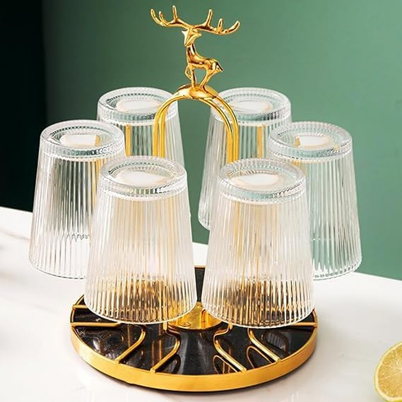 B&S Elegant Glass Holder Stand for Home or Bar - Modern Design with Stable Base for Wine, Cocktail, and Drinking Glasses - Durable, Space-Saving Storage Rack for Kitchen or Dining Area