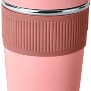 vacuum insulated mug double wall w/Portable Lid w/straw, BPA Free, Insulated for Hot and Cold Drinks 304 Stainless Steel Cup 480ML Rapid Lock/Smooth 8 Hours Hot / 20 Hours Cold Colours: peach