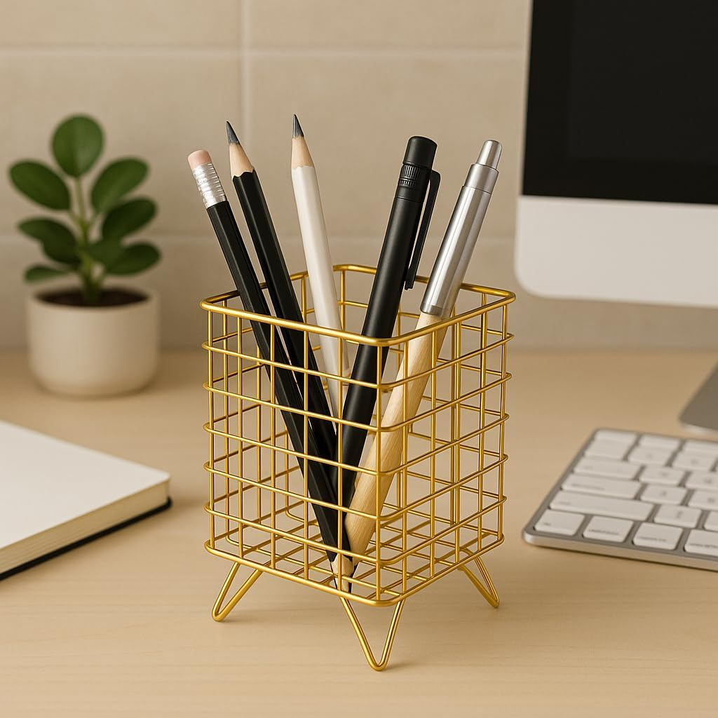 B&S Square Metal Wire Mesh Basket – Multipurpose Storage Organizer for Kitchen, Pantry, Bathroom, Office & Closet – Durable Black Wire Bin for Fruits, Snacks, Toiletries & Supplie (Square)