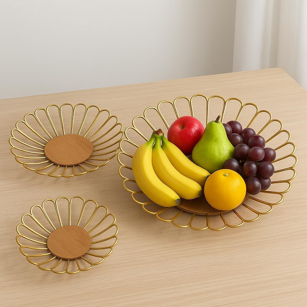B&S Iron Circle Serving Tray – Fruit Plate & Party Platter for Candies, Cookies, Appetizers & Dough – Elegant Metal Tray for Kitchen, Dining & Events