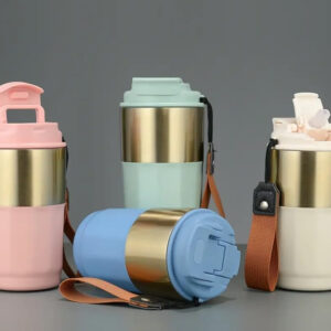 B&S Vacuum Insulated Beverage Bottle | Tumbler Flask Bottle with Strap | 304 Stainless Steel | Leak-Proof Insulated Double Wall | 8 Hours Hot and 12 Hours Cold Water Bottle | Vacuum Flask 420ML