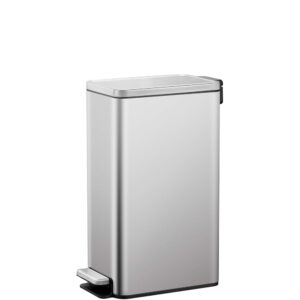 EK9380MT-6L EKO BRAND 6L STELLA SLIM STEP BIN - Fits completely against the wall -Soft close&Stay open lid-Fingerprint resistant-Durable cantilever foot-operated pedal mechanism-Plastic bag stabilize