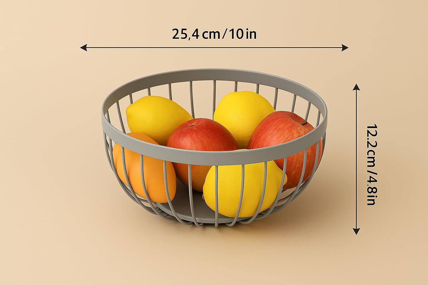 B&S Modern Round Metal Wire Fruit Basket – Decorative Iron Storage Bowl for Kitchen, Dining & Living Room – Stylish Black Wire Container for Fruits, Snacks & Decor - Image 2