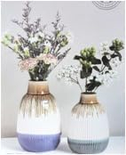 B&S Ceramic Flower Vase – Elegant Beige & Blue Gradient Decorative Pot – Eco-Friendly Tabletop Accent for Home, Office & Living Room – Stylish Modern Ceramic Vase Decor