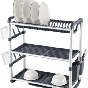 Aluminum Dish Rack Removable draining tray 3 layer PP+ABS- PA-2302A3