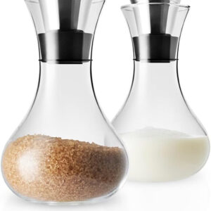 B&S Milk and Sugar Set – Elegant Glass Containers with Stainless Steel Lids – Perfect for Tea and Coffee – Eco-friendly & Durable Kitchen Accessory