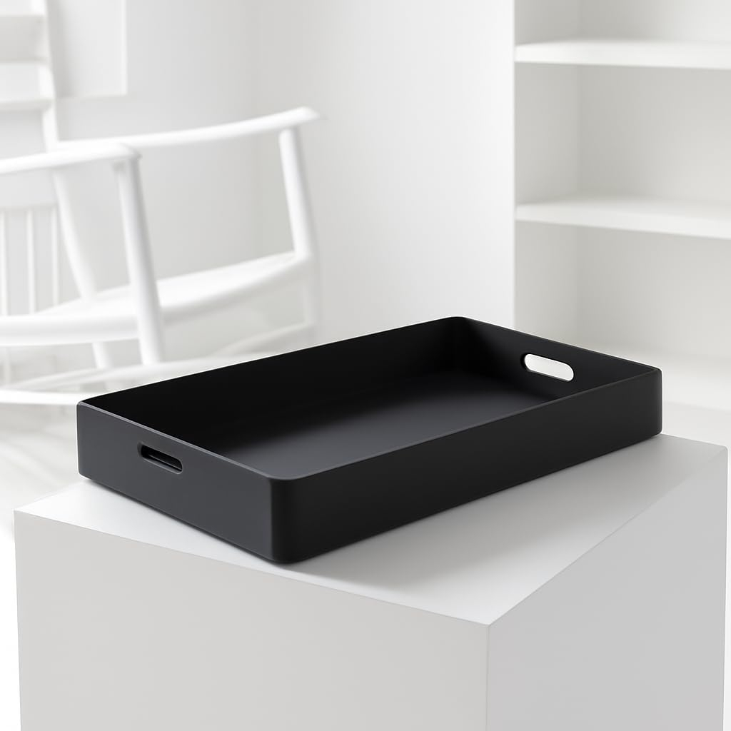 B&S Eva Solo Black Serving Tray with Handles – Durable & Stylish Rectangular Tray for Kitchen, Dining, and Serving – Non-Slip, Easy to Clean