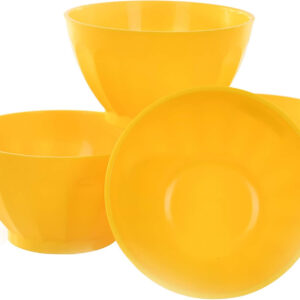 Mintra Unbreakable Plastic Bowl, YELLOW 4pk - Medium, 750ml, 25oz, 5.5inW x 3inH - (Part Of A Set) - Salad, Snacks, Breakfast Cereal, Fruit, Popcorn, Soup, Colorful, Shatterproof, BPA Free