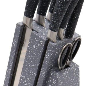 knife Set 8Pcs With Stand Gray Bass