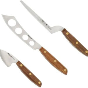 B&S 167200 3-Piece Nordika Series Cheese Knife Set, Premium Stainless Steel Cheese Knives with Natural Wood Handles, Includes Soft, Hard & Parmesan Blades – Elegant Cheese Cutter Set