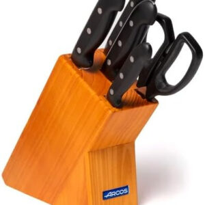B&S Maitre Series 5-Piece Knife Set with Wooden Block – Chef’s Knife, Bread Knife, Carving Knife, Utility Knife & Kitchen Shears – Ergonomic Triple-Riveted Handles – Gift Box Included