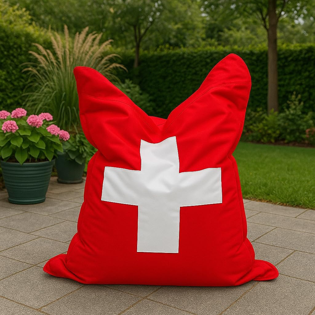 B&S Fashion Bull Oversized Beanbag – Polyester Fabric Floor Lounger | Tear-Resistant, UV-Resistant & Durable | Stylish Seating for Lounge, Dorm, Bedroom – Size: B130 x H190 cm (Suisse)