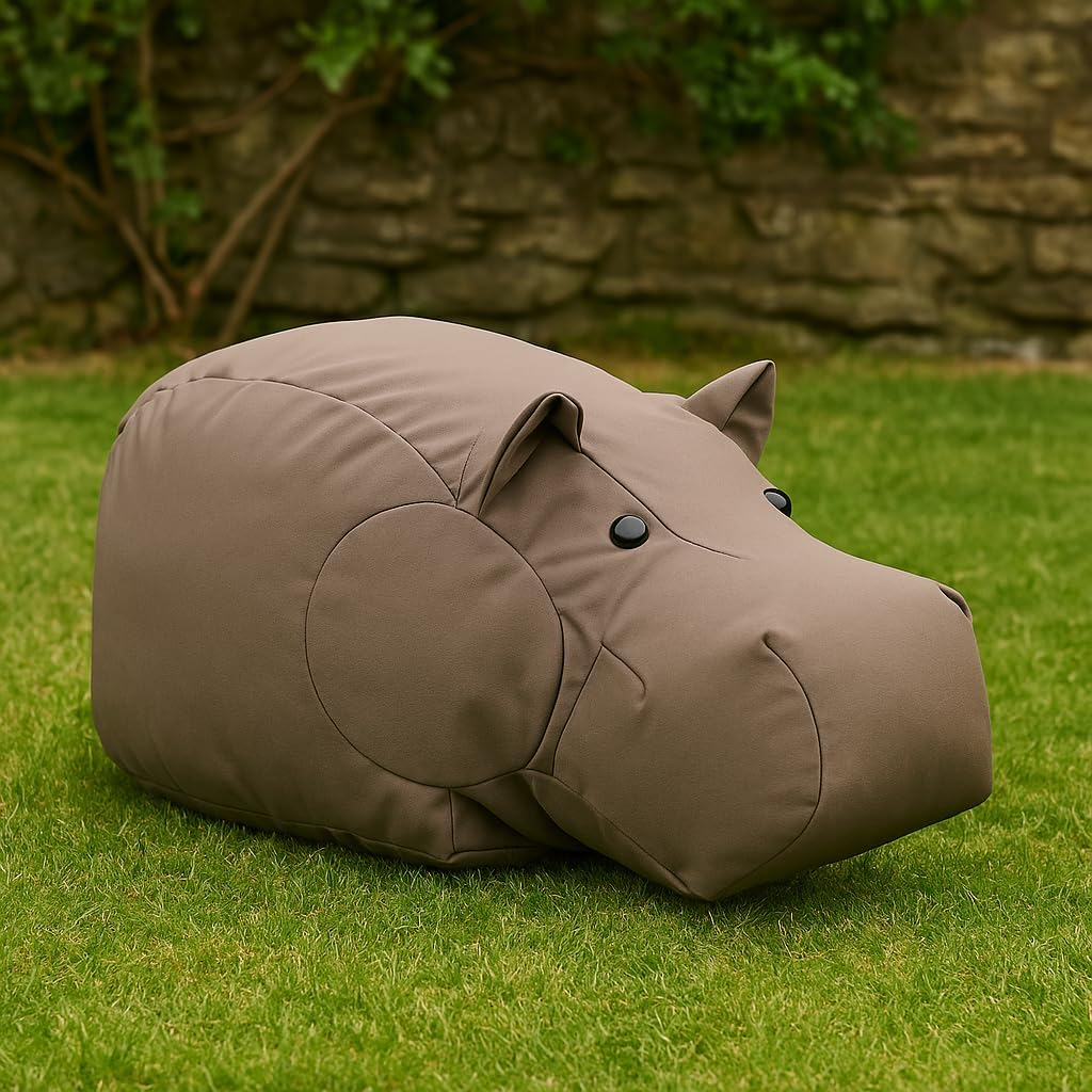 B&S Happy Zoo Play Animal Hippo – Grey Brown | Soft Plush Ride-On Toy for Kids | Indoor/Outdoor Fun | Safe & Durable Animal Buddy | L80 x B40 x H40 CM | Cuddly Hippo for Imaginative Play