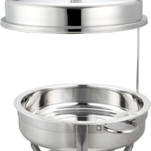 Chafing Dish, 8L Capacity, Stainless Steel, Round Food Pan 20cm, Frame & Fuel Holder 52x43x76.5cm