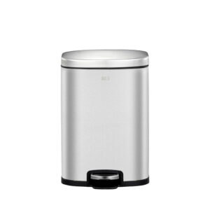 EK8236MT-10L OLI-CUBE 10L STEP BIN,Fingeprint-resistant Brushed Stainless Steel.soft close,Black PP Liner with Bag Fixer
