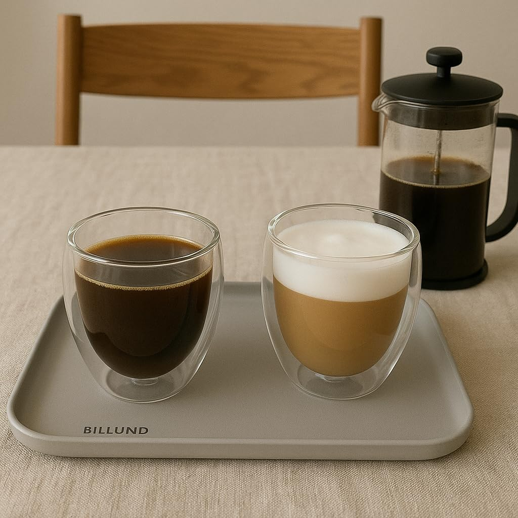 B&S Double Wall Glass Set of 2 – 80ml Insulated Espresso Shot Glasses | Heat-Resistant Borosilicate Cups for Coffee & Ristretto | Sleek, Durable, Eco-Friendly, Dishwasher Safe