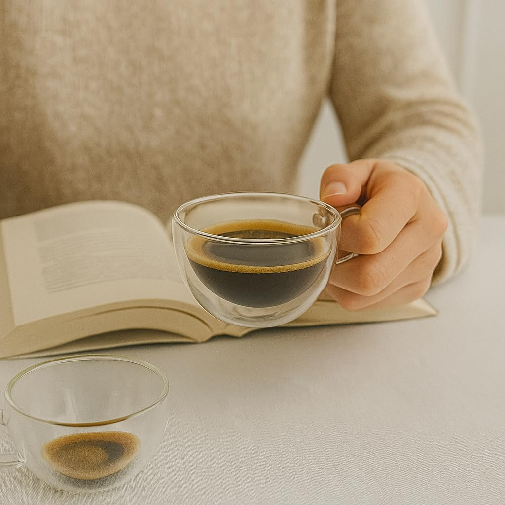 B&S Double Wall Glass Cup 120ml | Heat Resistant Espresso & Tea Cup Set | Borosilicate Glass | Insulated Design | 2pcs Kitchen Accessory | Eco-Friendly | Durable & Elegant Coffee Glassware
