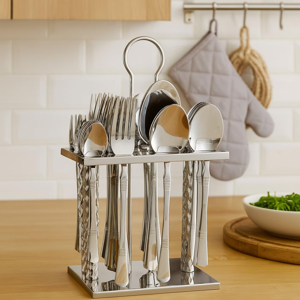 B&S Stainless Steel Cutlery Set – Fork and Spoon Combo, Durable, Mirror Finish, Dishwasher Safe – Perfect for Home, Outdoor, Office & Gifting Use (Fork & Spoon Set)