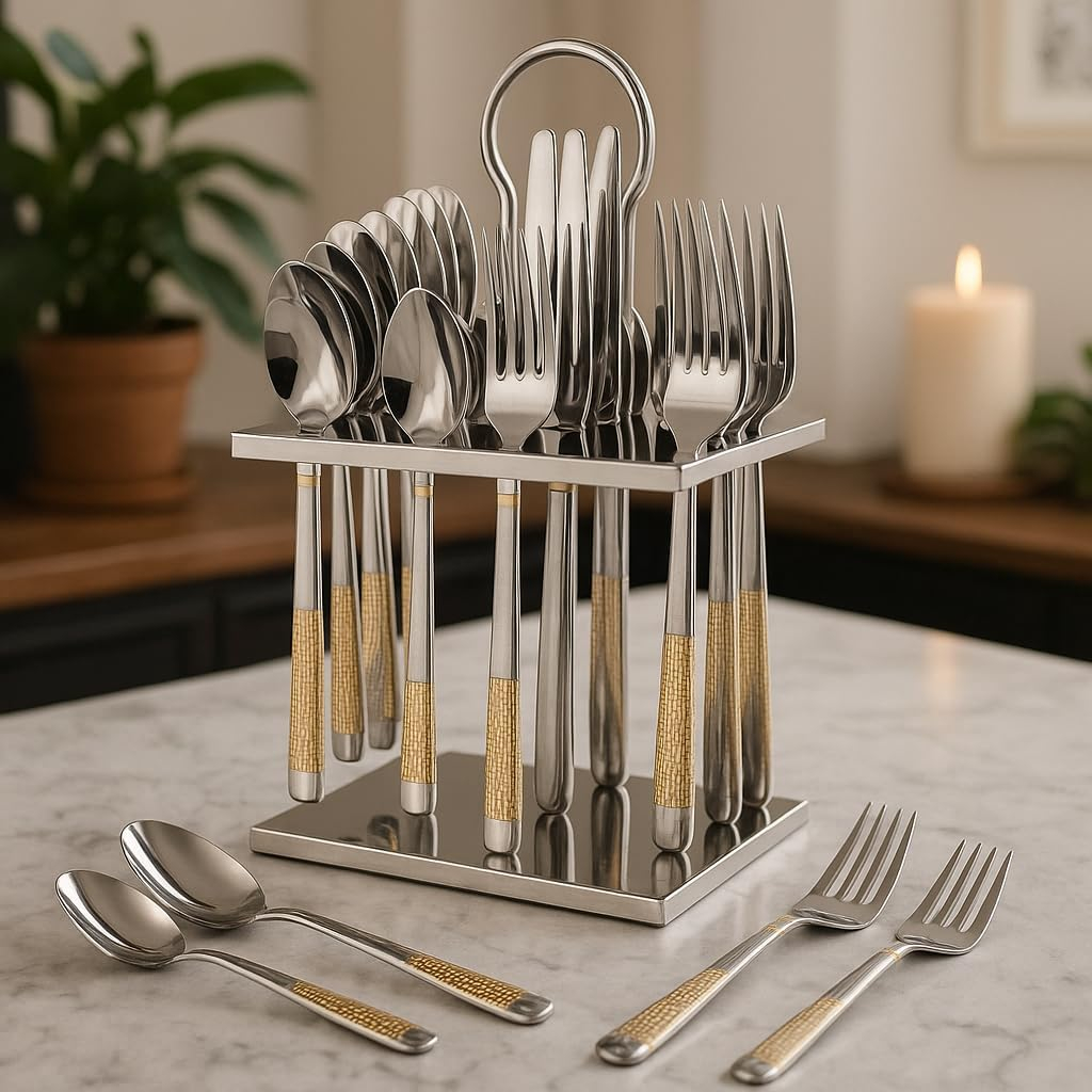 B&S Stainless Steel Cutlery Set – Fork and Spoon Combo, Durable, Mirror Finish, Dishwasher Safe – Perfect for Home, Outdoor, Office & Gifting Use (Fork & Spoon Set (a))
