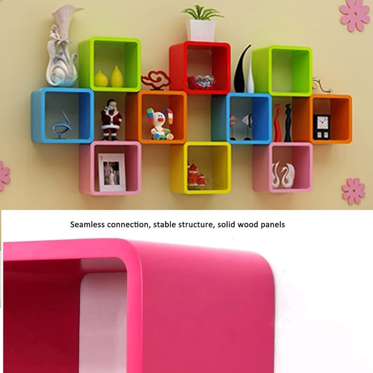 B&S Wall Shelf Set of 3 – Modern Floating Cube Shelves – MDF Wood, White Finish, 1.8cm Thick – Decorative Display Shelves for Living Room, Bedroom, Office, or Hallway (Black) - Image 4