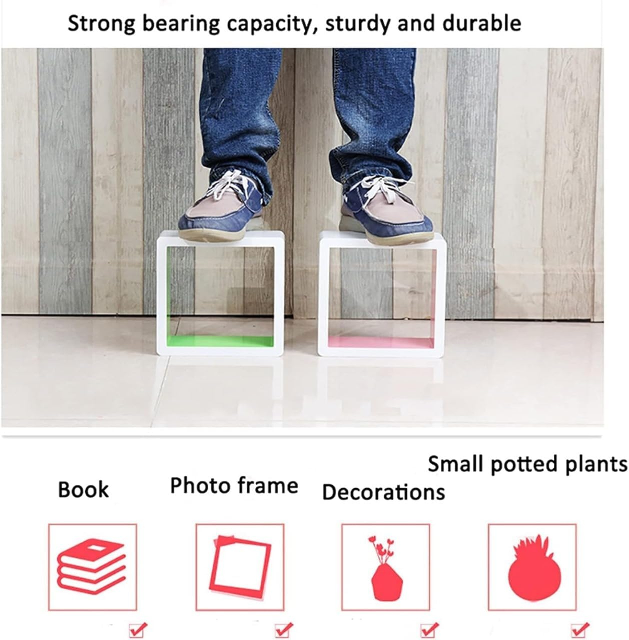 B&S Wall Shelf Set of 3 – Modern Floating Cube Shelves – MDF Wood, White Finish, 1.8cm Thick – Decorative Display Shelves for Living Room, Bedroom, Office, or Hallway (Black) - Image 5