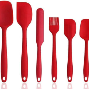 BS-193 Silicone 6 pcs Non Stick Rubber Spatula Set,Stainless Steel Core,High Heat Resistant Kitchen Utensils Spatula Set for Baking,Cooking and Mixing Red