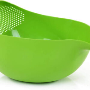 Mintra Home Rice Colander (Green) - Strainer, Lightweight, for cleaning rice, beans, fruit and vegetables 9.5x13x7