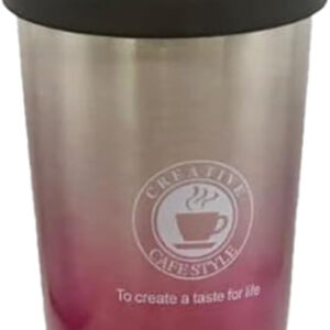 B&S Stainless Steel Tumbler Flask Bottle with Plastic Lid | Vacuum Insulated Beverage Bottle | Leak-Proof Insulated Double Wall | 12 Hours Hot and Cold Water Bottle | Vacuum Flask 450ML, Pink
