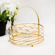 Iron Cup Holder Rack – 31 x 31 x 10cm Golden Metal Beverage Storage, Portable Bottle Carrier Basket for Glasses, Drinkware, and Small Bottles – Reusable Home Bar Organizer, Stylish Beverage. - Image 2