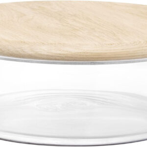 LSA International Dine Bowl/Container & Oak Lid Ø26.5cm H10cm| 1 Unit | Mouthblown & Handmade Glass | Hand Planed Wood | DI66