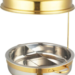 868GHF-2 CHAFING DISH 201, Frame&Fuel Holder 18/0-8L, 2-Division Food Pan, With Golden Trim leg, handles, hook 520x430x765