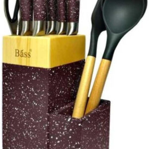 B&S 11-Piece Knife Set with Stand – Premium Kitchen Knives with Ergonomic Handles, Rust-Resistant Blades, and Stylish Storage Block – Perfect for Home Cooking and Meal Prep