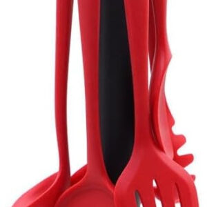 B&S Silicone Cooking Utensil Set,Silicone Kitchen Utensil Set-7 pcs,Plastic Handles Utensils Tool for Nonstick Cookware,Non Toxic Heat Resistant Kitchen Tools Set (Red)